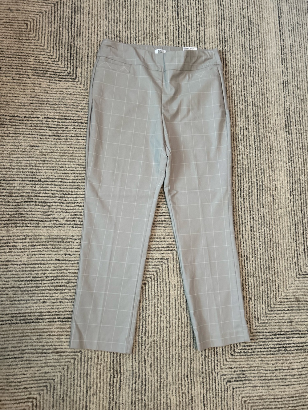 Kim Rogers Light Gray Windowpane Chino Dress Trouser Pants 12S Petite Career